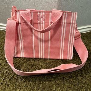 Victoria Secret PINK Striped Canvas Crossbody Tote Bag Like New